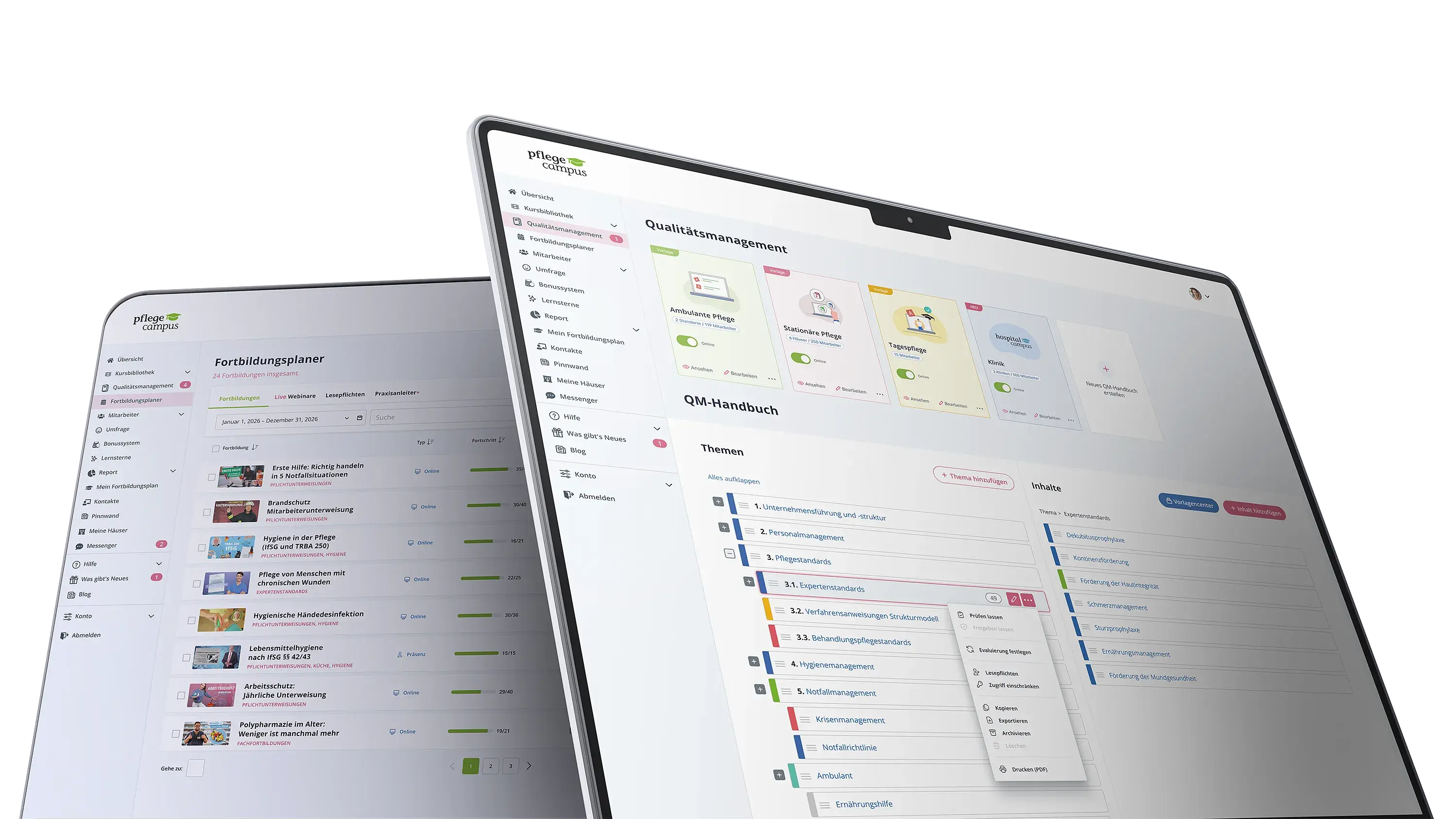 Fortbildungsplaner und Qualitätsmanagement Dashboard